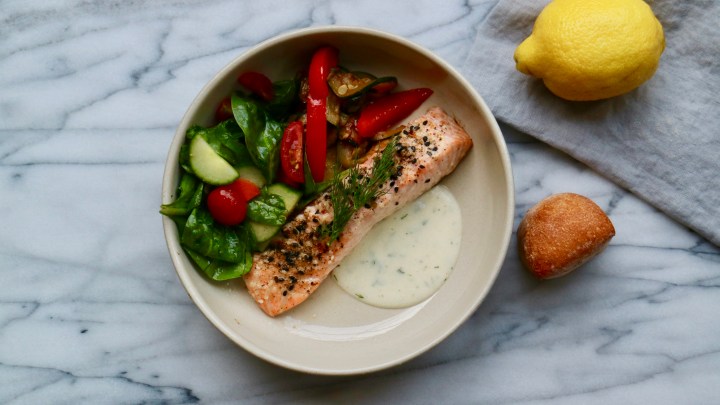 Whole wild salmon with dill&nbsp;sauce