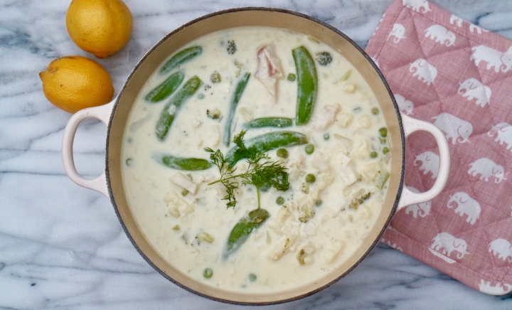 Fish stew with vegetables,  lemon and&nbsp;dill